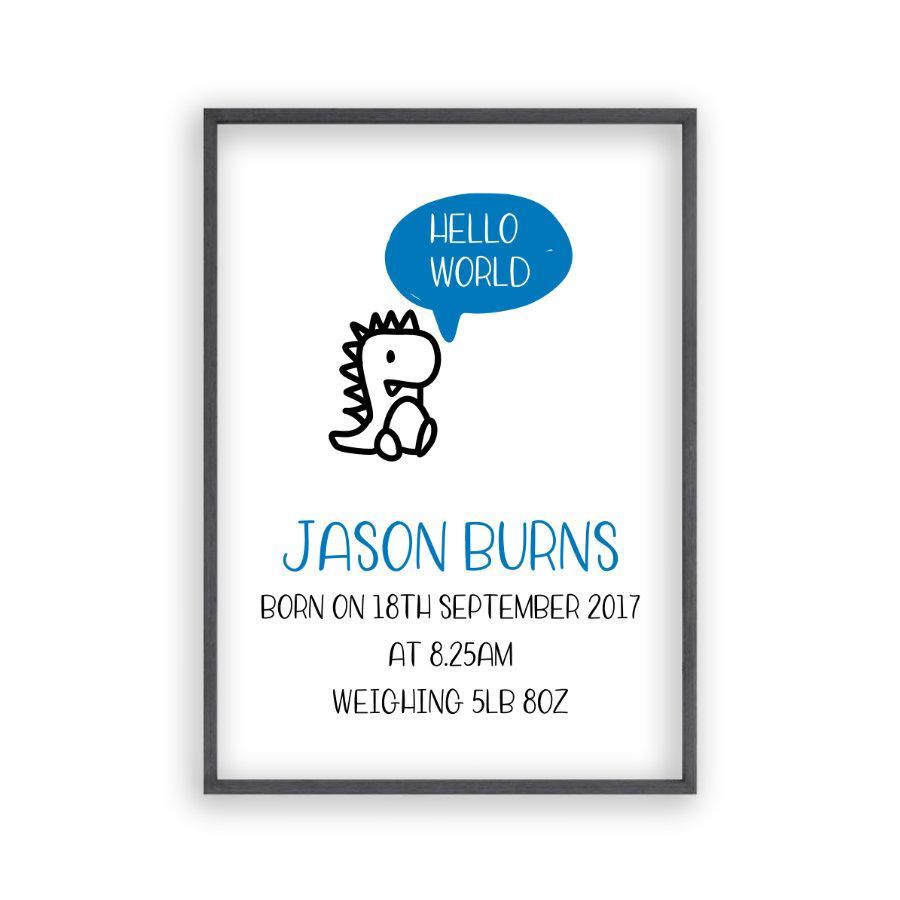 Personalized Hello World Baby Birth Print - Blim & Blum