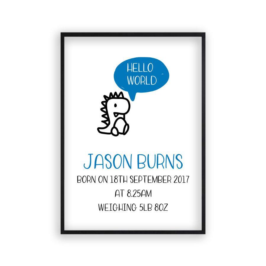 Personalized Hello World Baby Birth Print - Blim & Blum