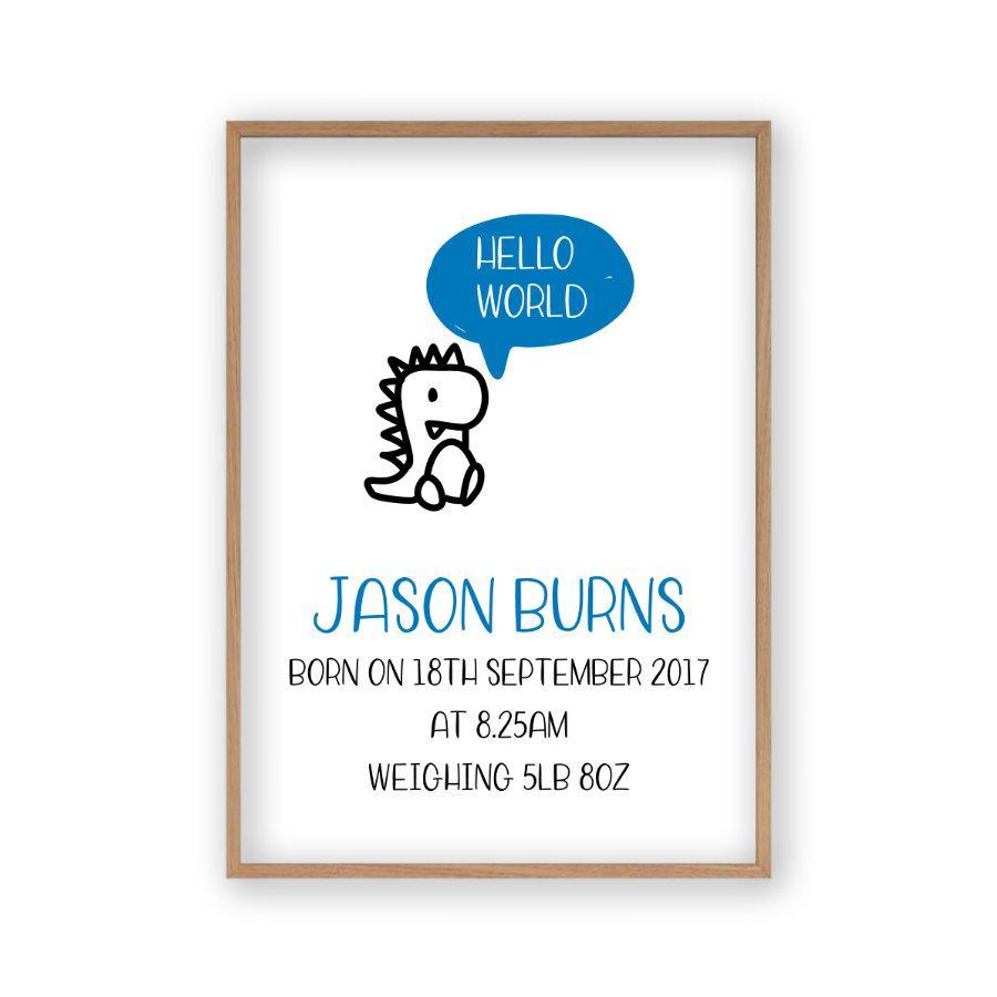 Personalized Hello World Baby Birth Print - Blim & Blum