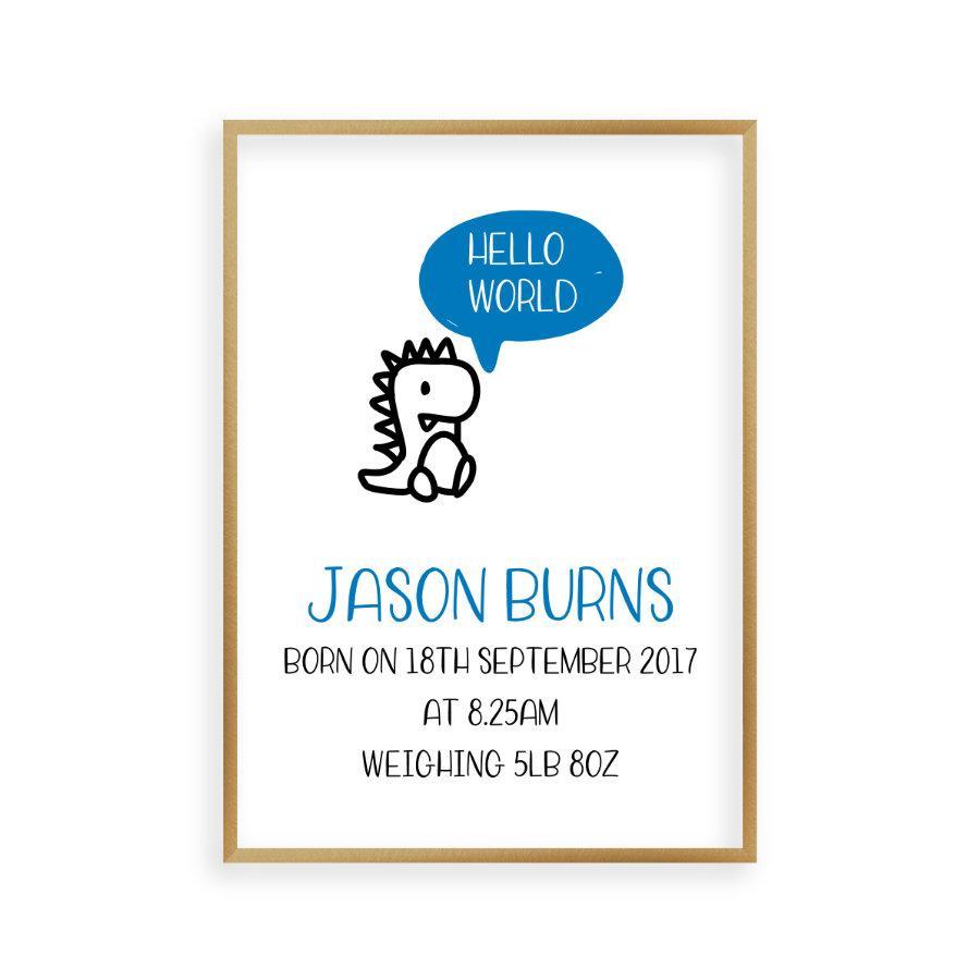 Personalized Hello World Baby Birth Print - Blim & Blum