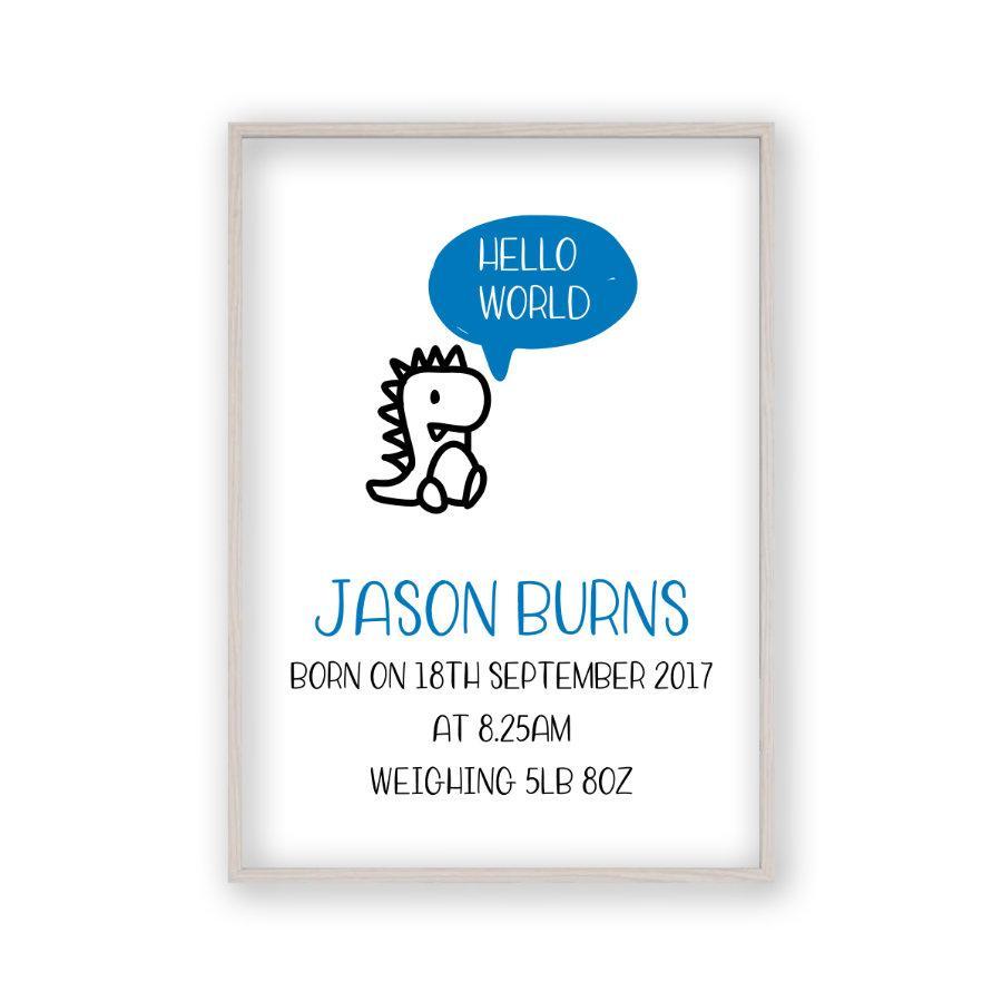 Personalized Hello World Baby Birth Print - Blim & Blum