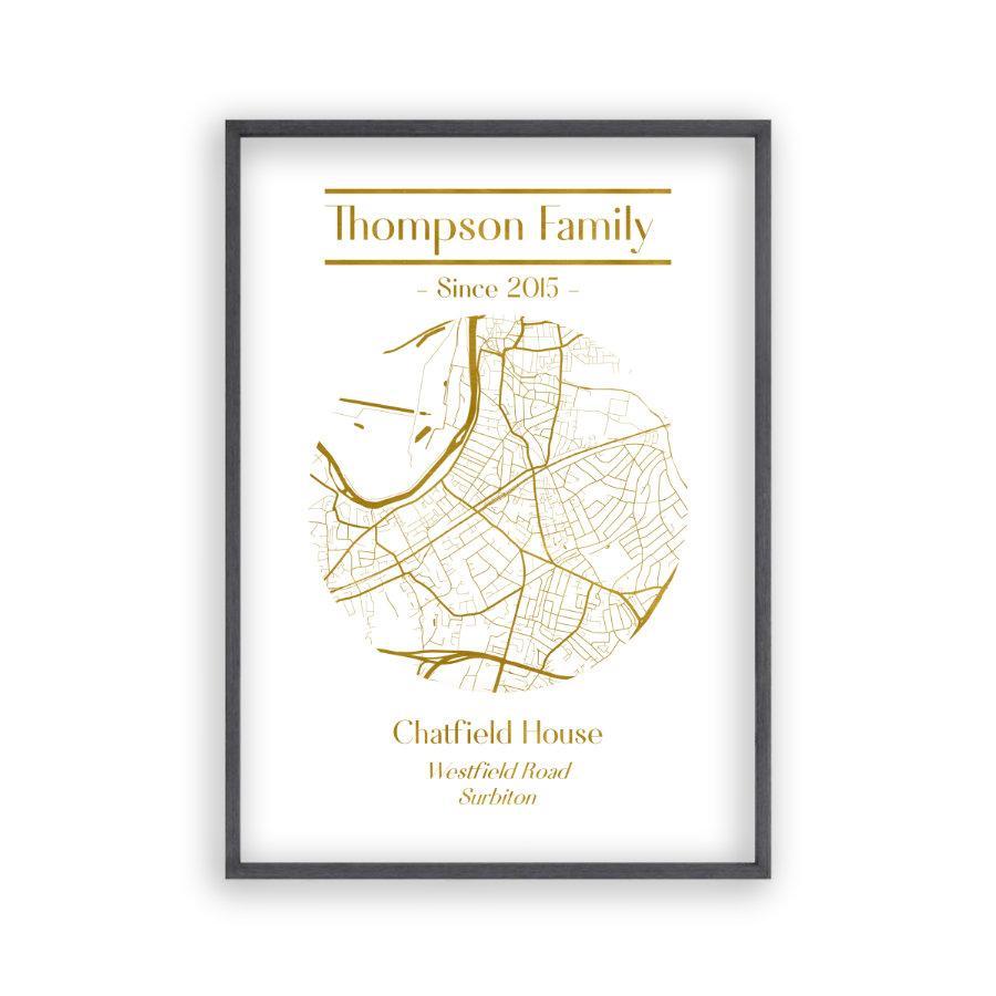 Personalized Metallic Map Print - Blim & Blum