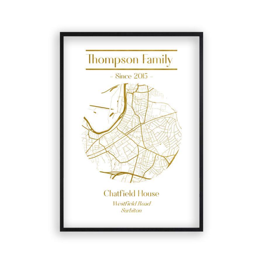 Personalized Metallic Map Print - Blim & Blum