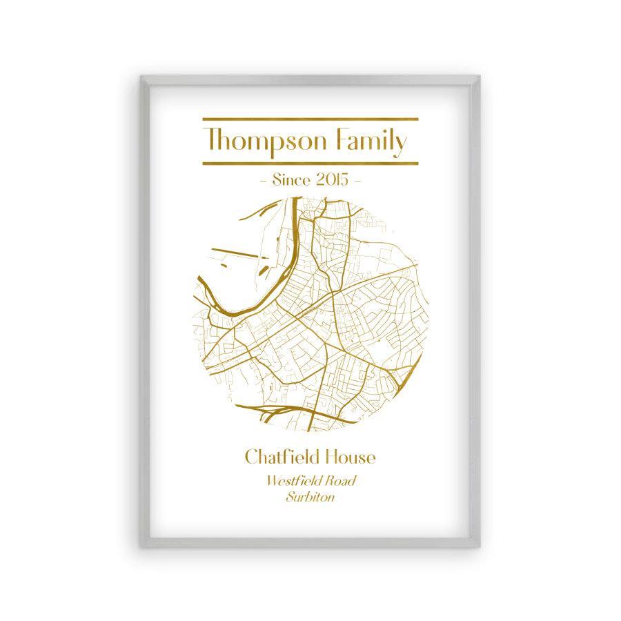 Personalized Metallic Map Print - Blim & Blum