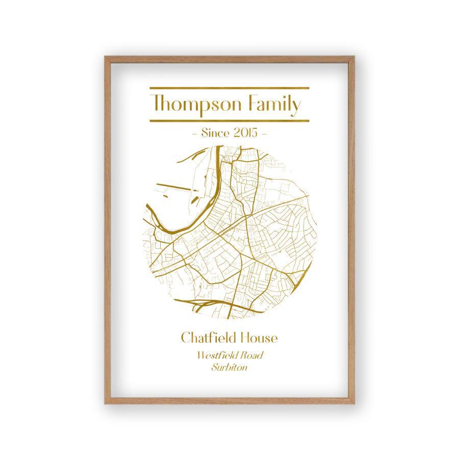 Personalized Metallic Map Print - Blim & Blum