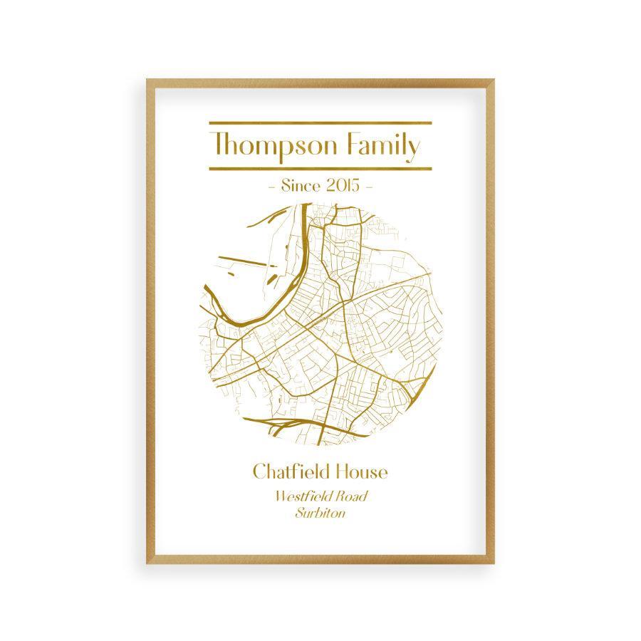 Personalized Metallic Map Print - Blim & Blum