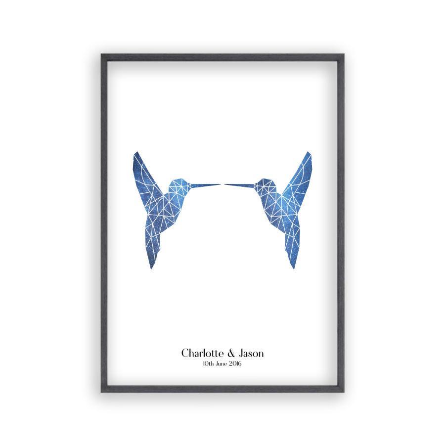 Personalized Two Birds Geometric Couple Stars Print - Blim & Blum