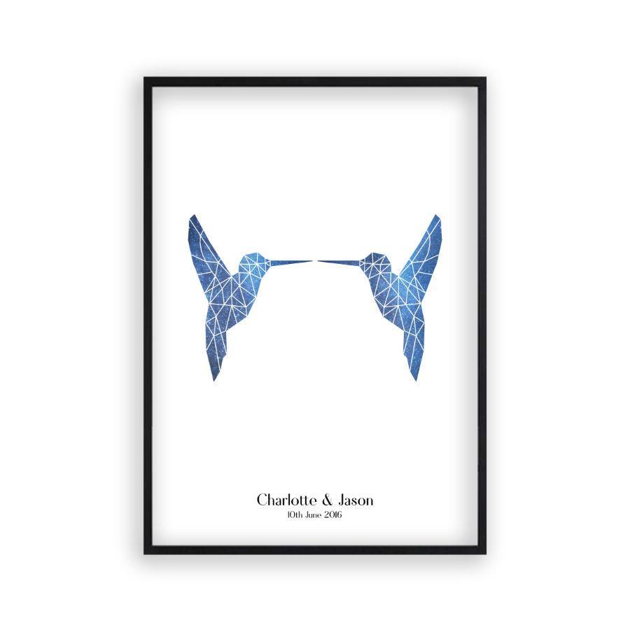 Personalized Two Birds Geometric Couple Stars Print - Blim & Blum