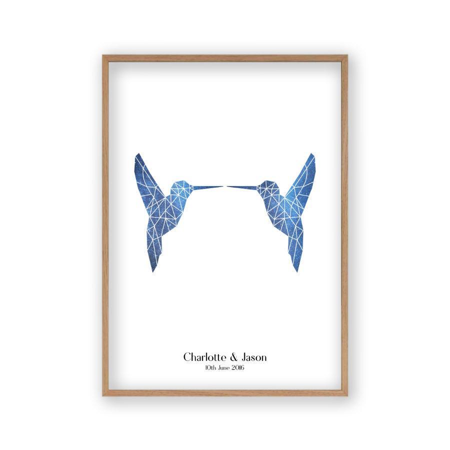Personalized Two Birds Geometric Couple Stars Print - Blim & Blum
