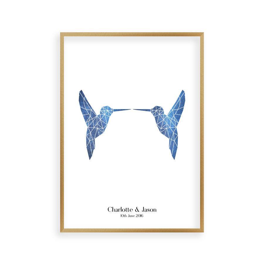 Personalized Two Birds Geometric Couple Stars Print - Blim & Blum