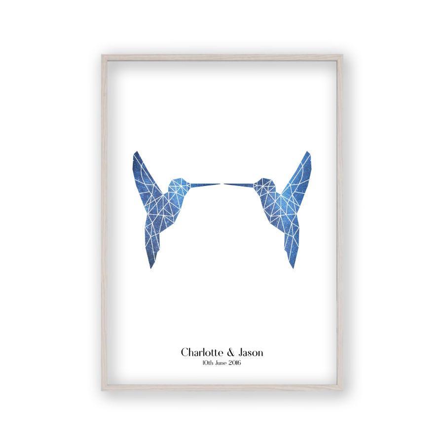 Personalized Two Birds Geometric Couple Stars Print - Blim & Blum
