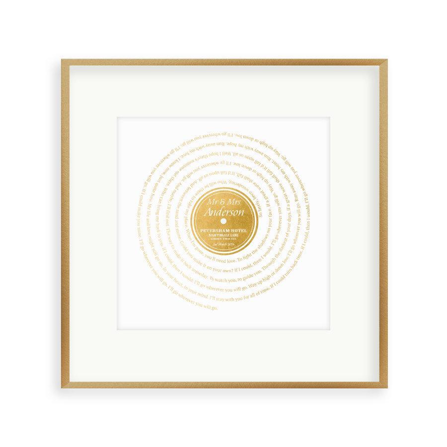 Personalized Vinyl Metallic Foil First Dance Song Record Lyrics Print - Blim & Blum
