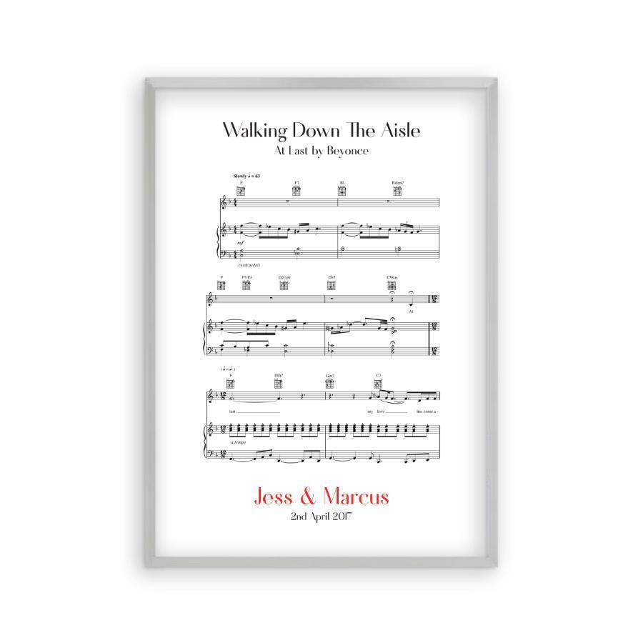 Personalized Walking Down The Aisle Music Sheet Notes Print - Blim & Blum