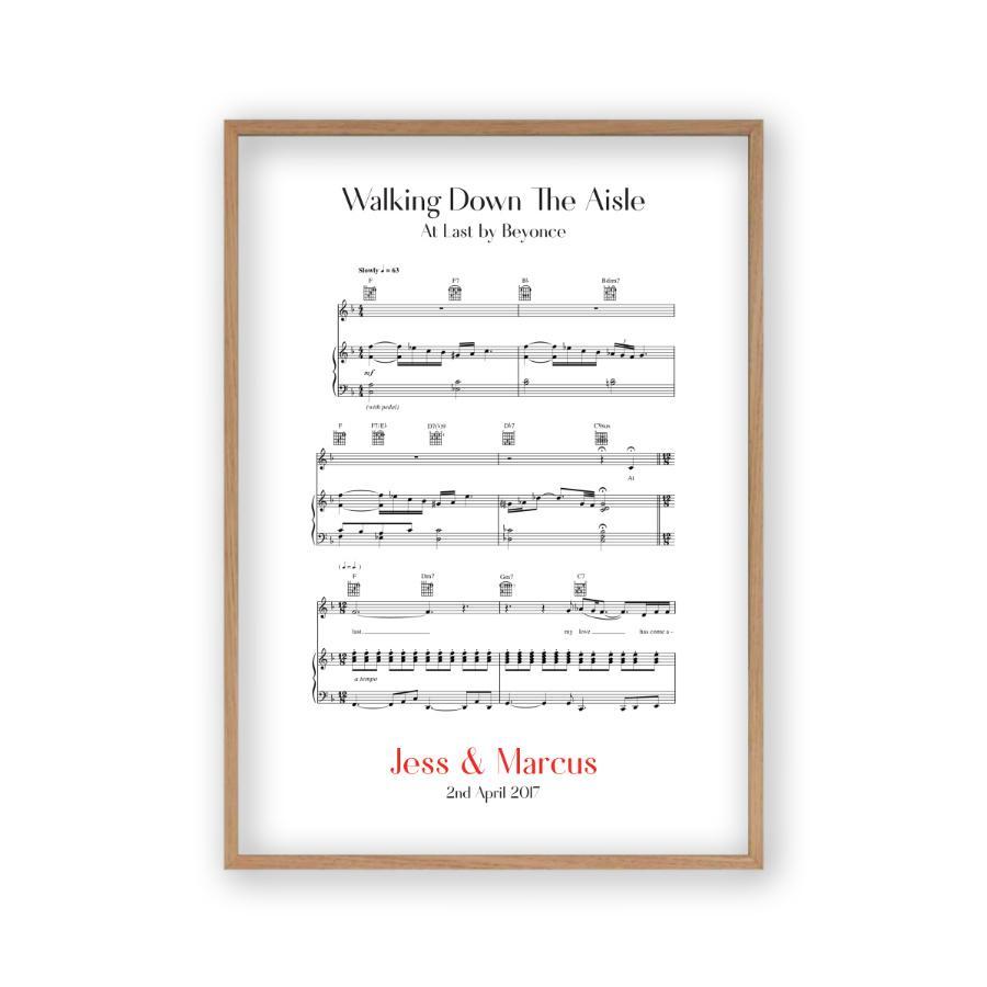 Personalized Walking Down The Aisle Music Sheet Notes Print - Blim & Blum