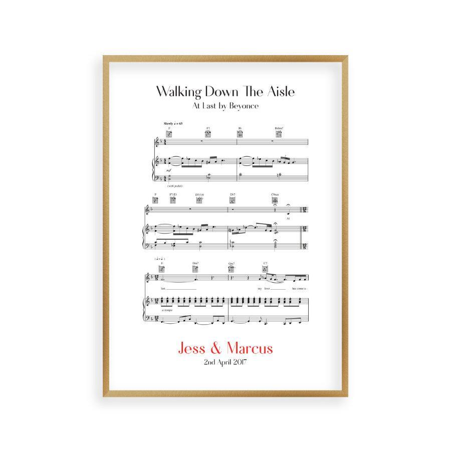 Personalized Walking Down The Aisle Music Sheet Notes Print - Blim & Blum