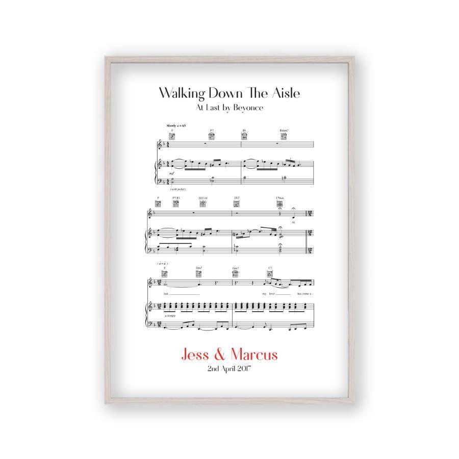 Personalized Walking Down The Aisle Music Sheet Notes Print - Blim & Blum