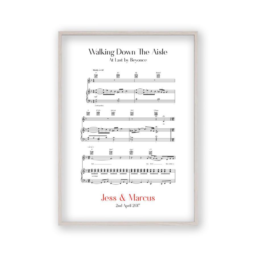 Personalized Walking Down The Aisle Music Sheet Notes Print - Blim & Blum