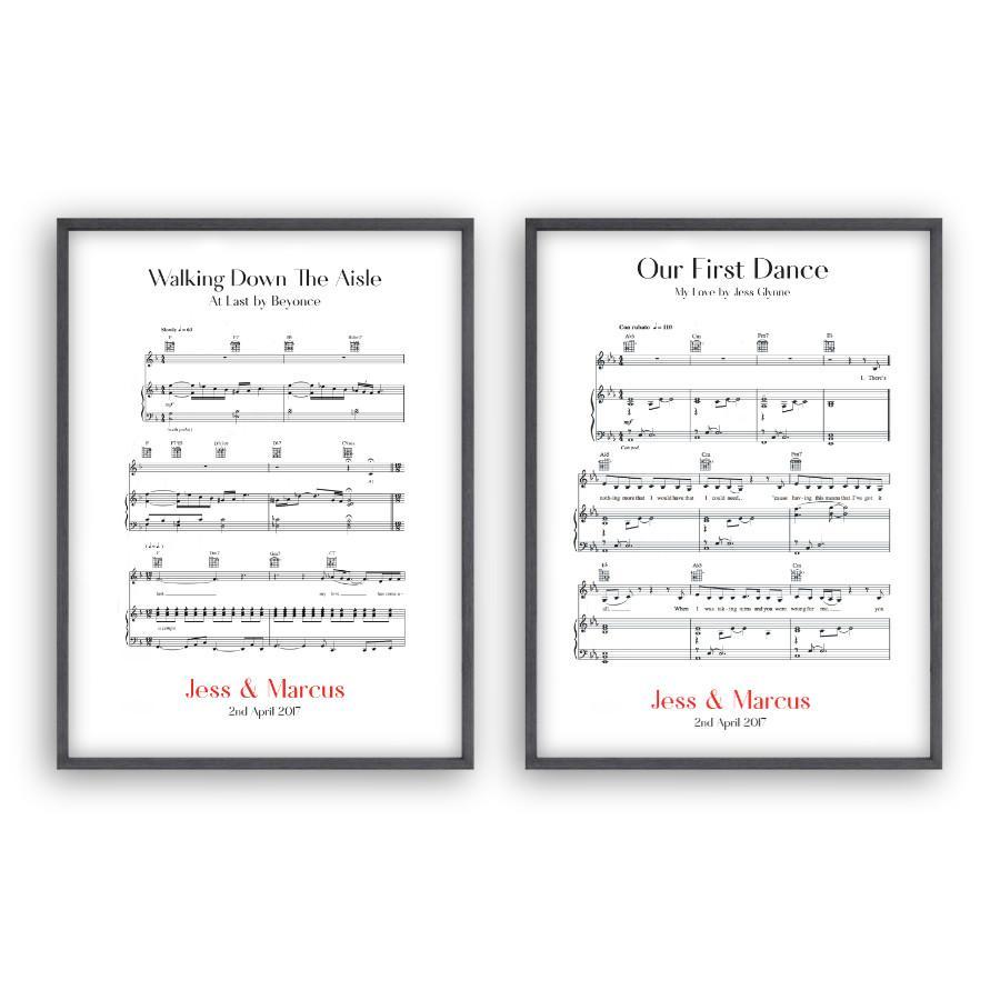Personalized Wedding Day Sheet Music - Set Of 2 Prints - Blim & Blum