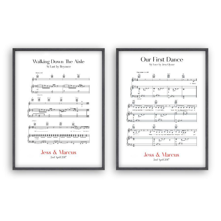 Personalized Wedding Day Sheet Music - Set Of 2 Prints - Blim & Blum