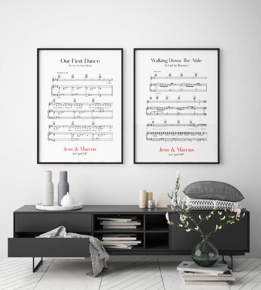 Personalized Wedding Day Sheet Music - Set Of 2 Prints - Blim & Blum