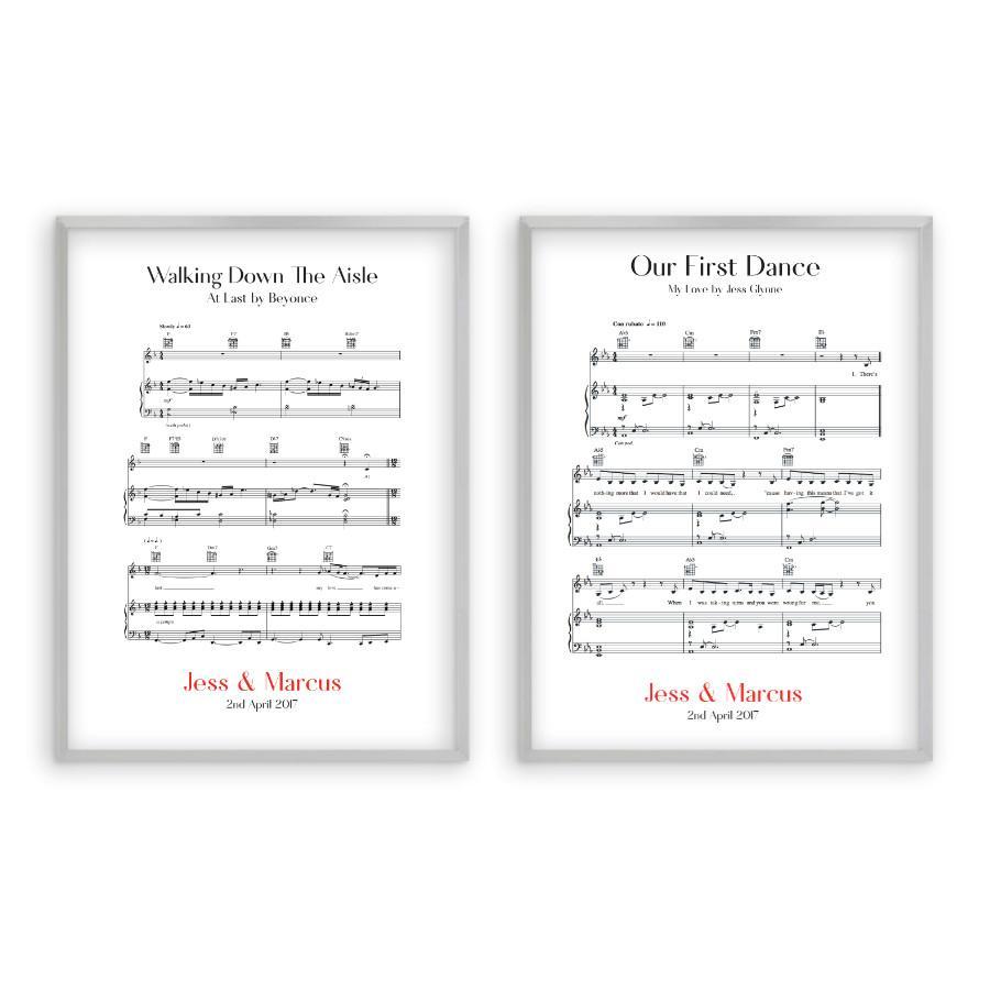 Personalized Wedding Day Sheet Music - Set Of 2 Prints - Blim & Blum