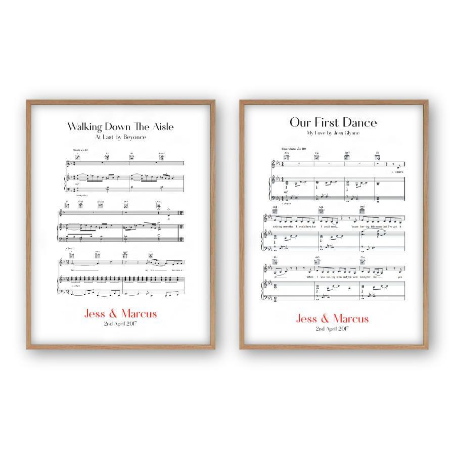 Personalized Wedding Day Sheet Music - Set Of 2 Prints - Blim & Blum