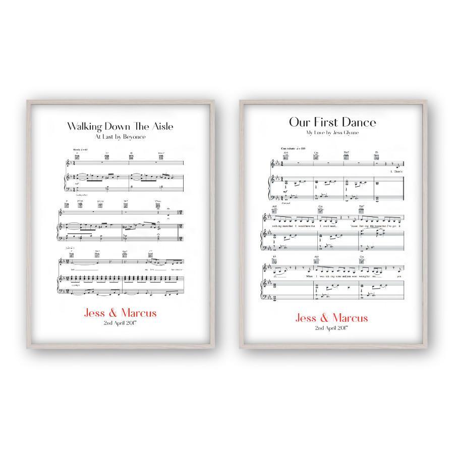 Personalized Wedding Day Sheet Music - Set Of 2 Prints - Blim & Blum