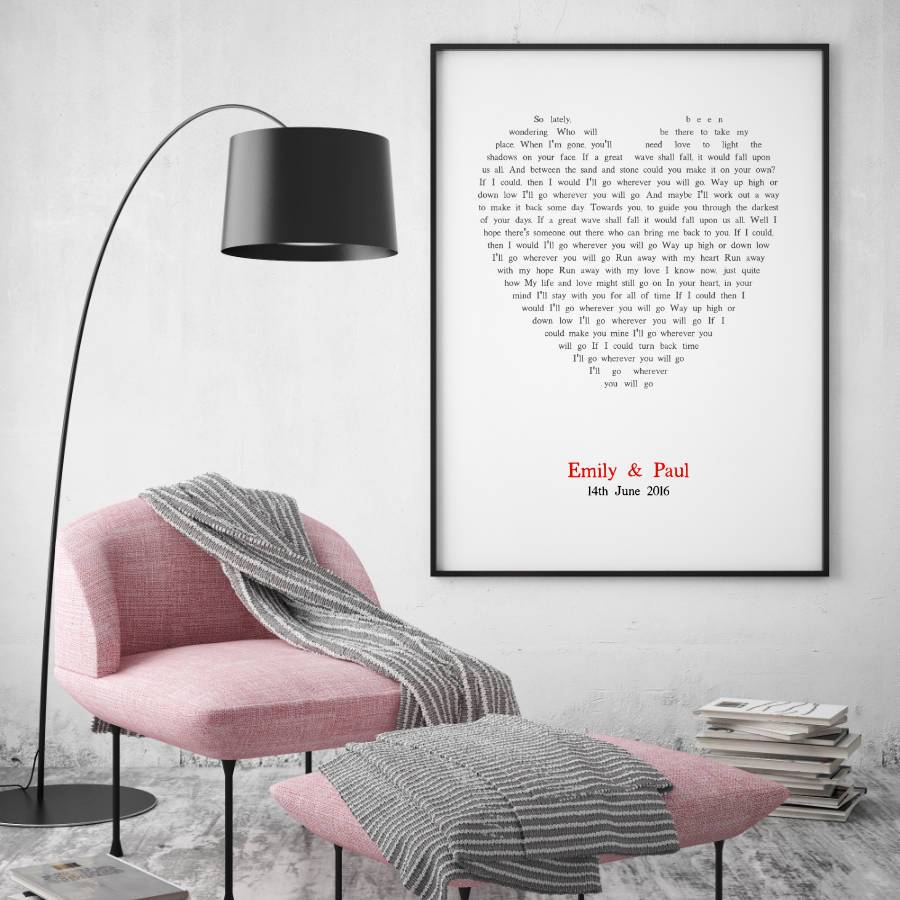 Personalized Wedding First Dance Song Lyrics Heart Print - Blim & Blum