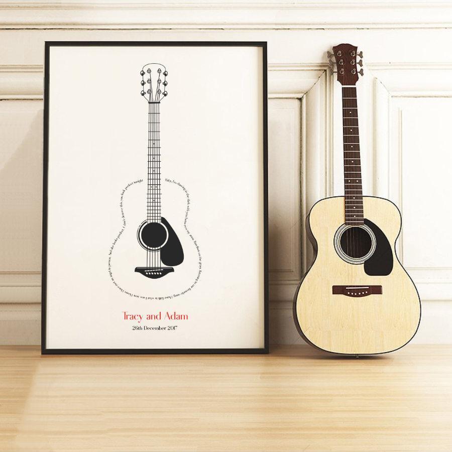 Personalized Guitar Song Lyrics Print - Blim & Blum