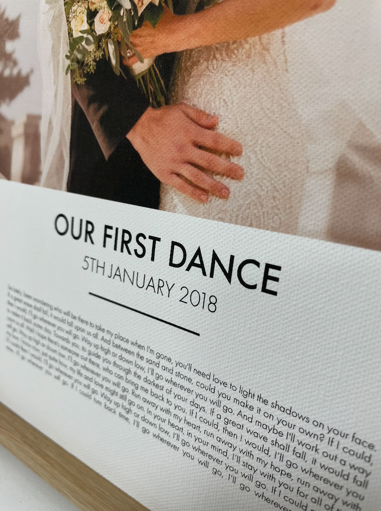 Personalized First Dance Photo Lyrics Second Anniversary Cotton Print