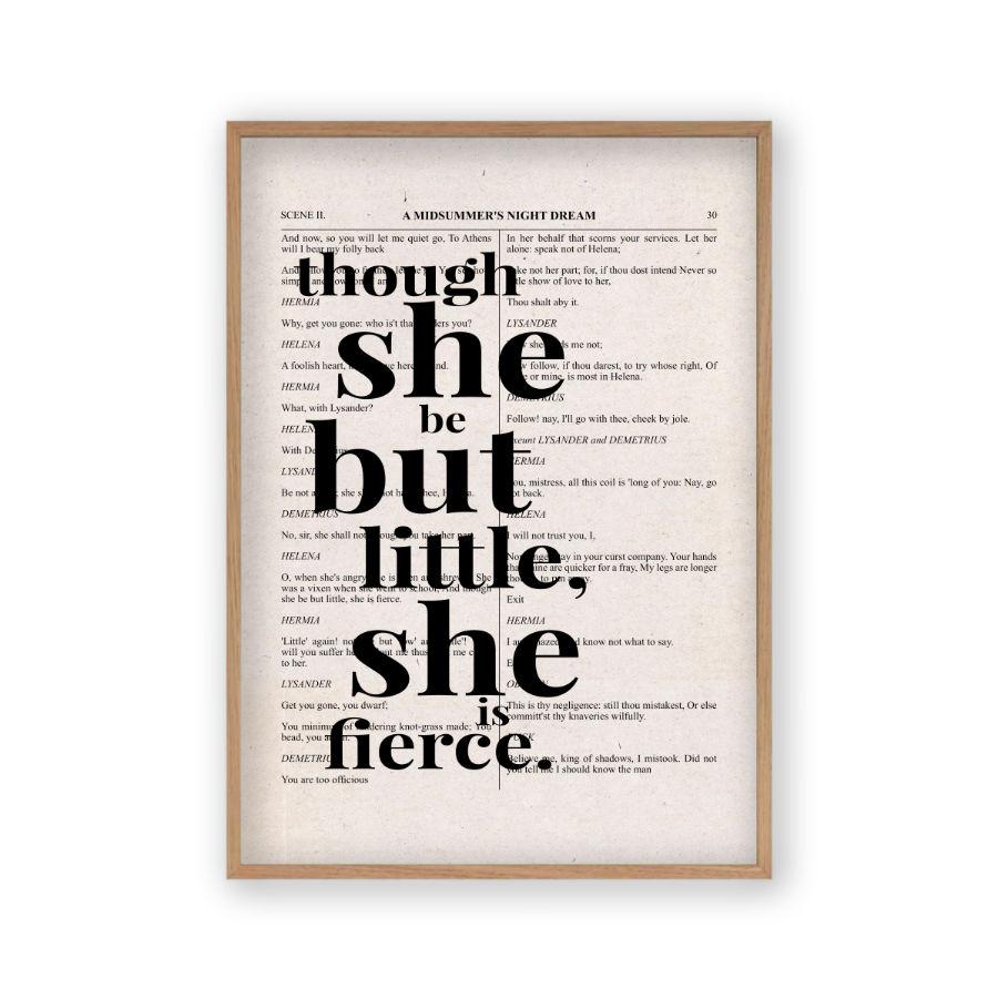 Shakespeare Though She Be But Little She Is Fierce Quote Book Print - Blim & Blum