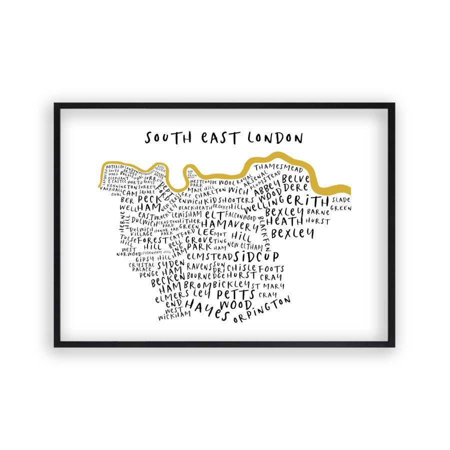 South East London Typography Map Print - Blim & Blum