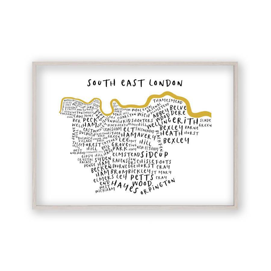 South East London Typography Map Print - Blim & Blum