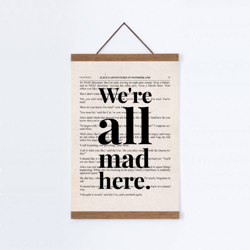 Alice In Wonderland We're All Mad Here Quote Book Print - Blim & Blum