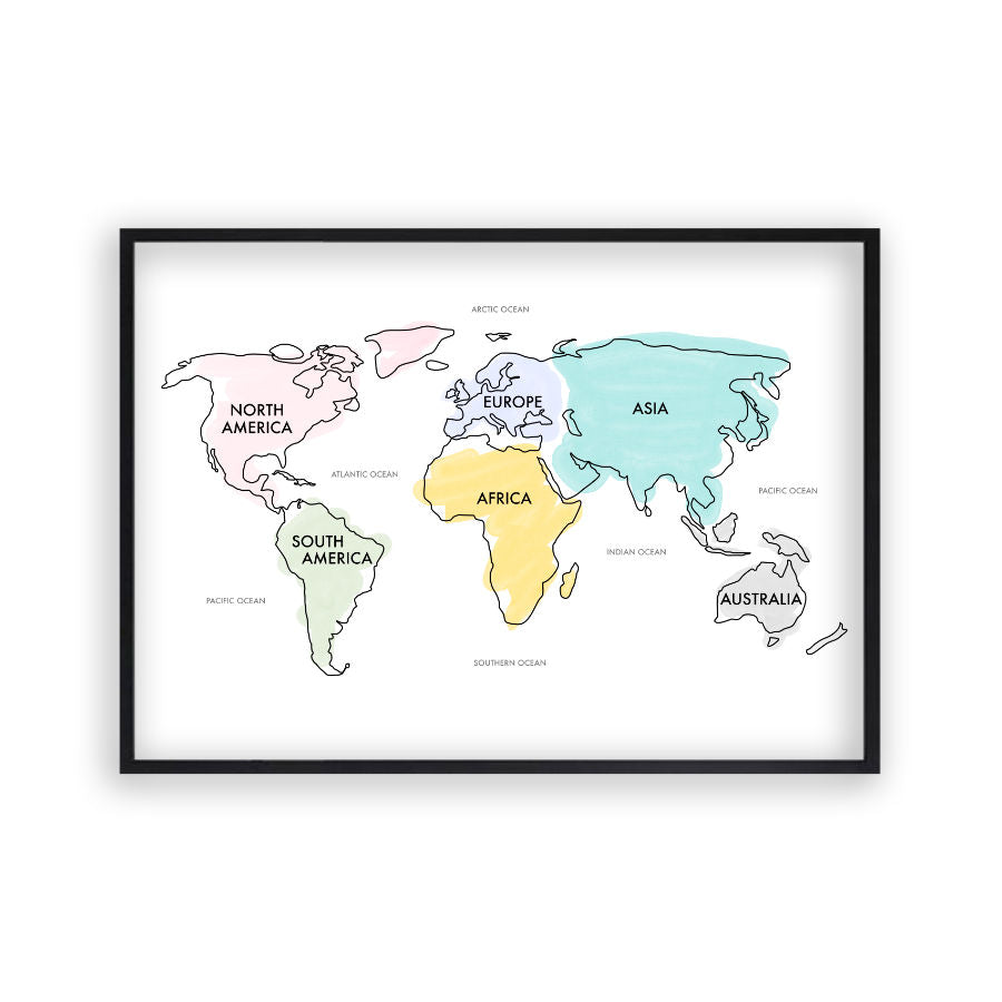 World Map Watercolor Print - Blim & Blum