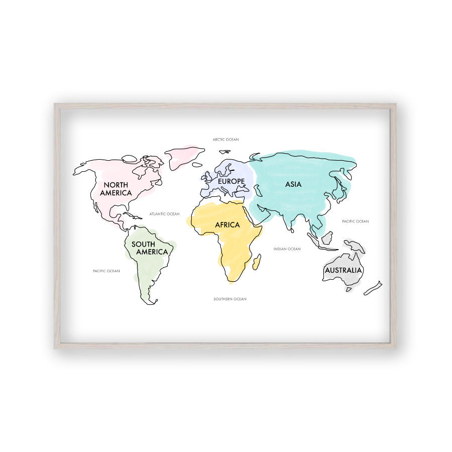 World Map Watercolor Print - Blim & Blum