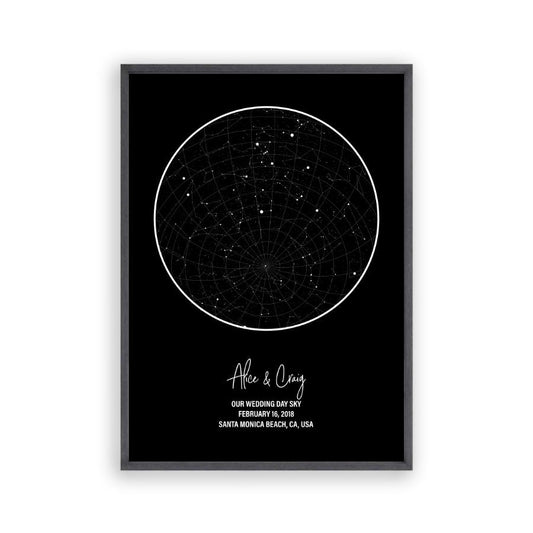Personalised star map cotton anniversary print