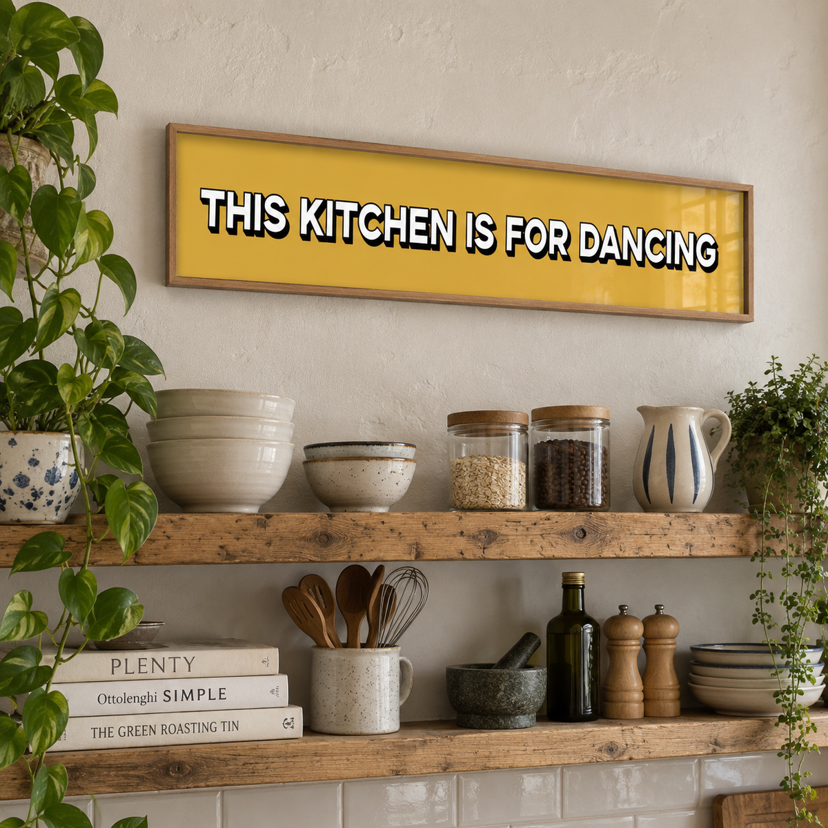 This Kitchen Is For Dancing Panoramic Print in a room setting