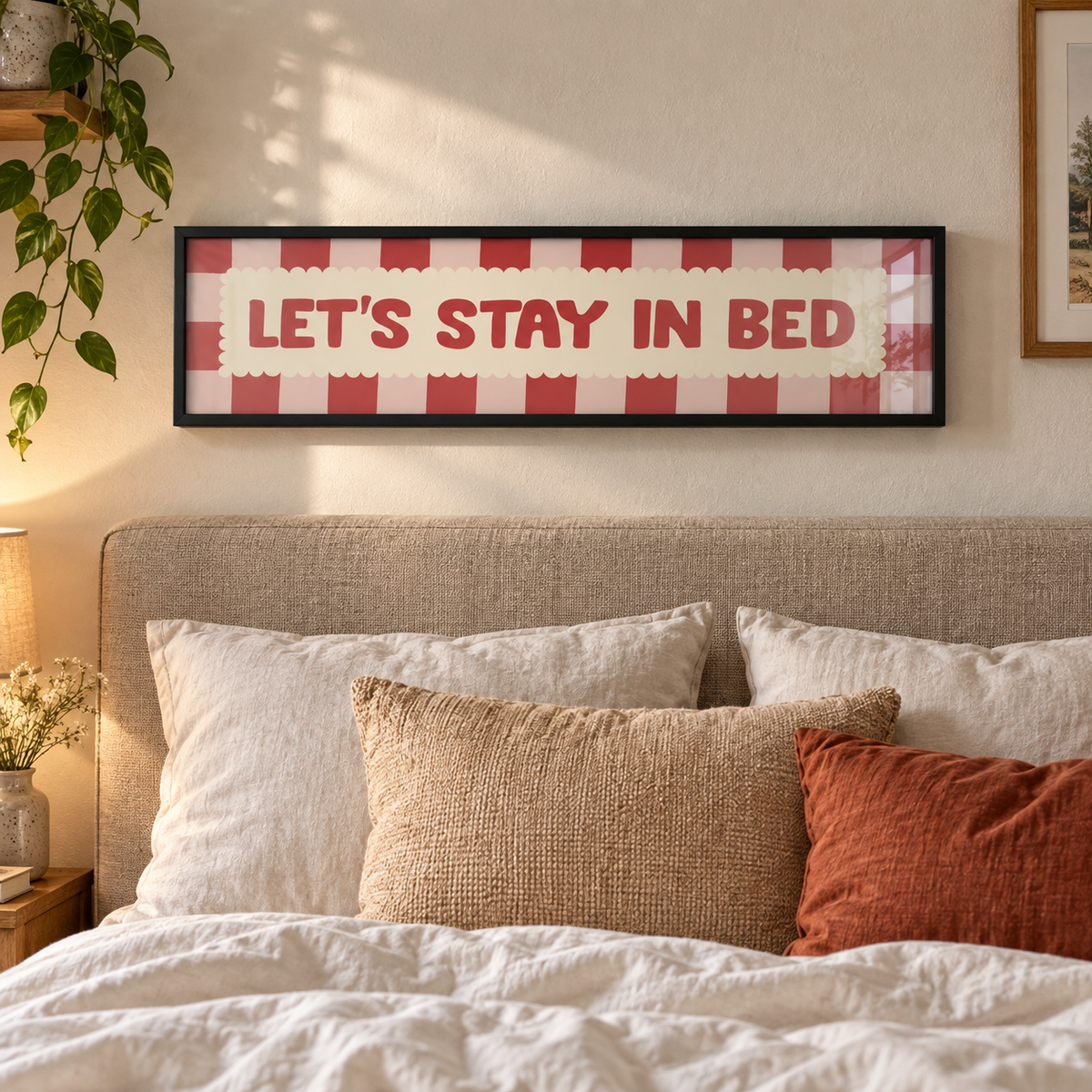 Lets Stay In Bed Panoramic Print in a room setting