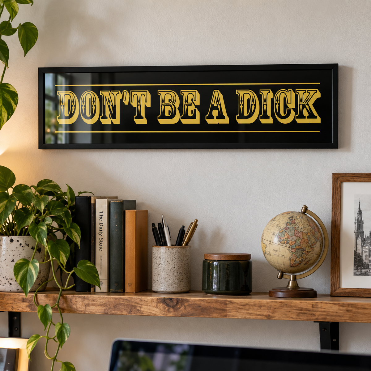 Don't Be A Dick Panoramic Print in a room setting