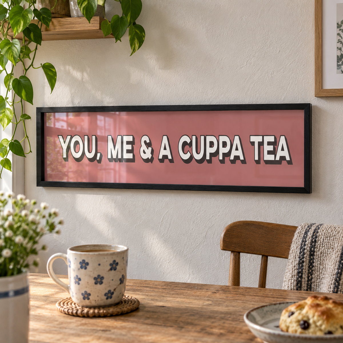 You, Me & A Cuppa Tea Panoramic Print in a room setting