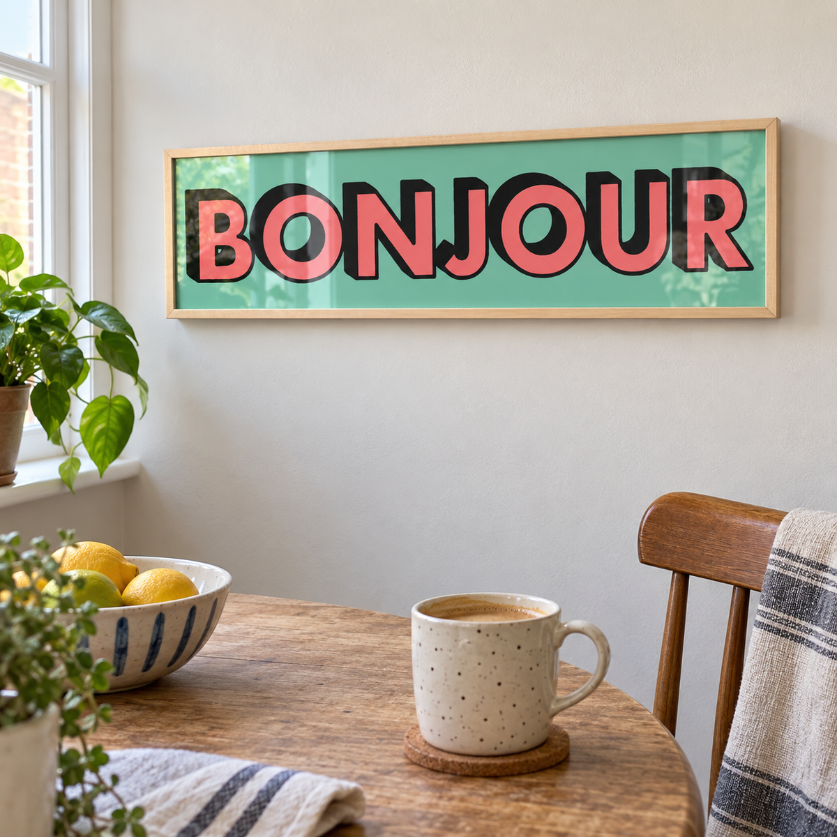 Bonjour Panoramic Print in a room setting
