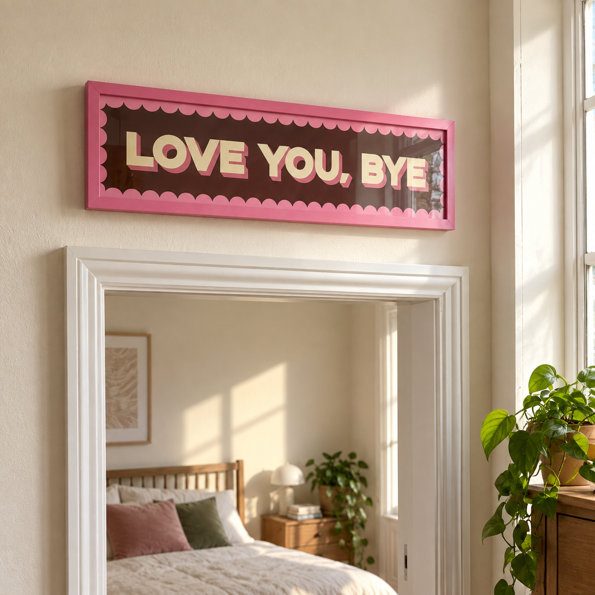 Love You, Bye Panoramic Print in a room setting