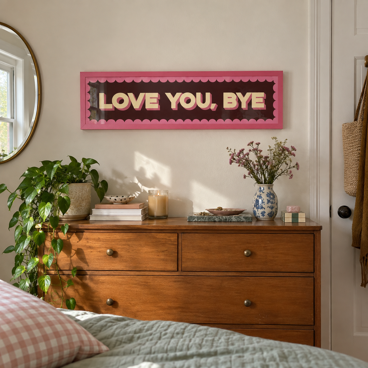 Love You, Bye Panoramic Print in a room setting