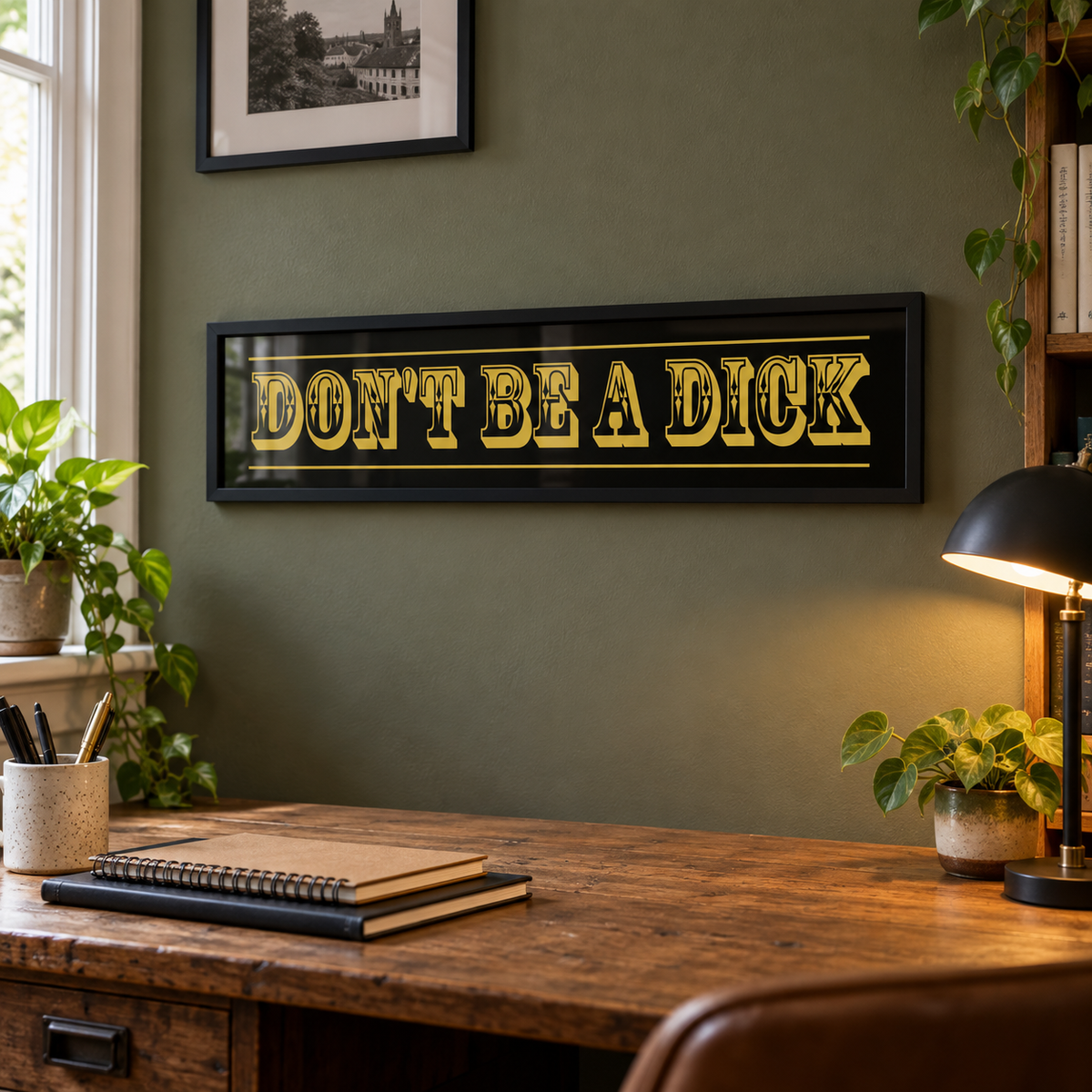 Don't Be A Dick Panoramic Print in a room setting