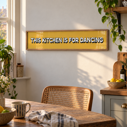 This Kitchen Is For Dancing Panoramic Print in a room setting