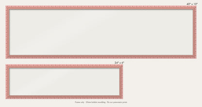 Pink bobbin panoramic frame shown in both sizes, 24" x 6" and 40" x 10"