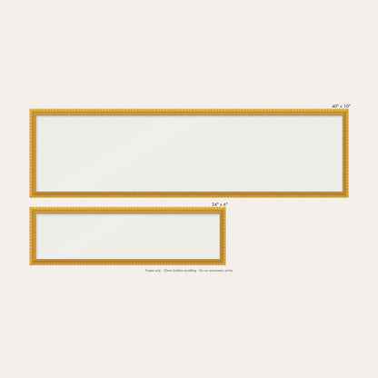 Yellow bobbin panoramic frame shown in both sizes, 24" x 6" and 40" x 10"