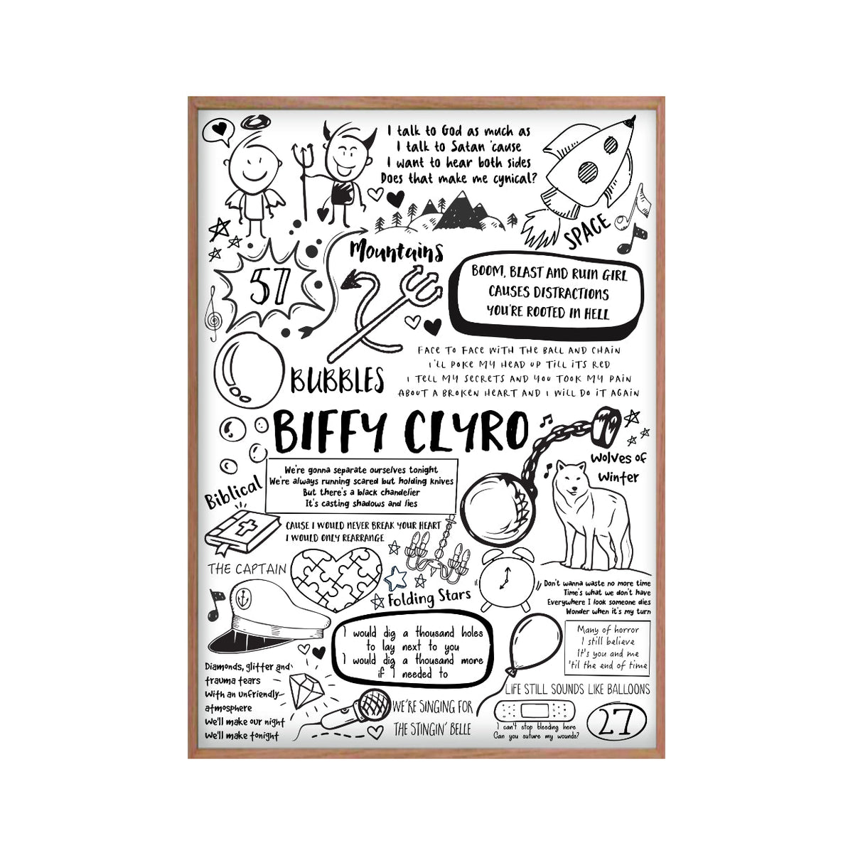 Biffy Clyro Song Lyric Album Print