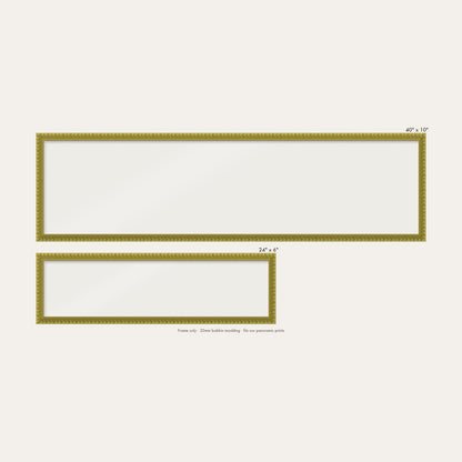 Green bobbin panoramic frame shown in both sizes, 24" x 6" and 40" x 10"